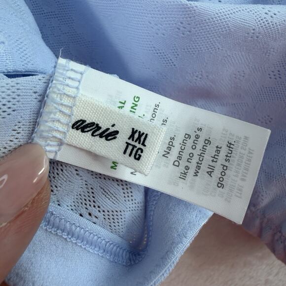 Smoothez By Aerie Sz XXL Lace Bra Top Bralette Baby Blue Comfort Smooth NEW - Picture 8 of 15